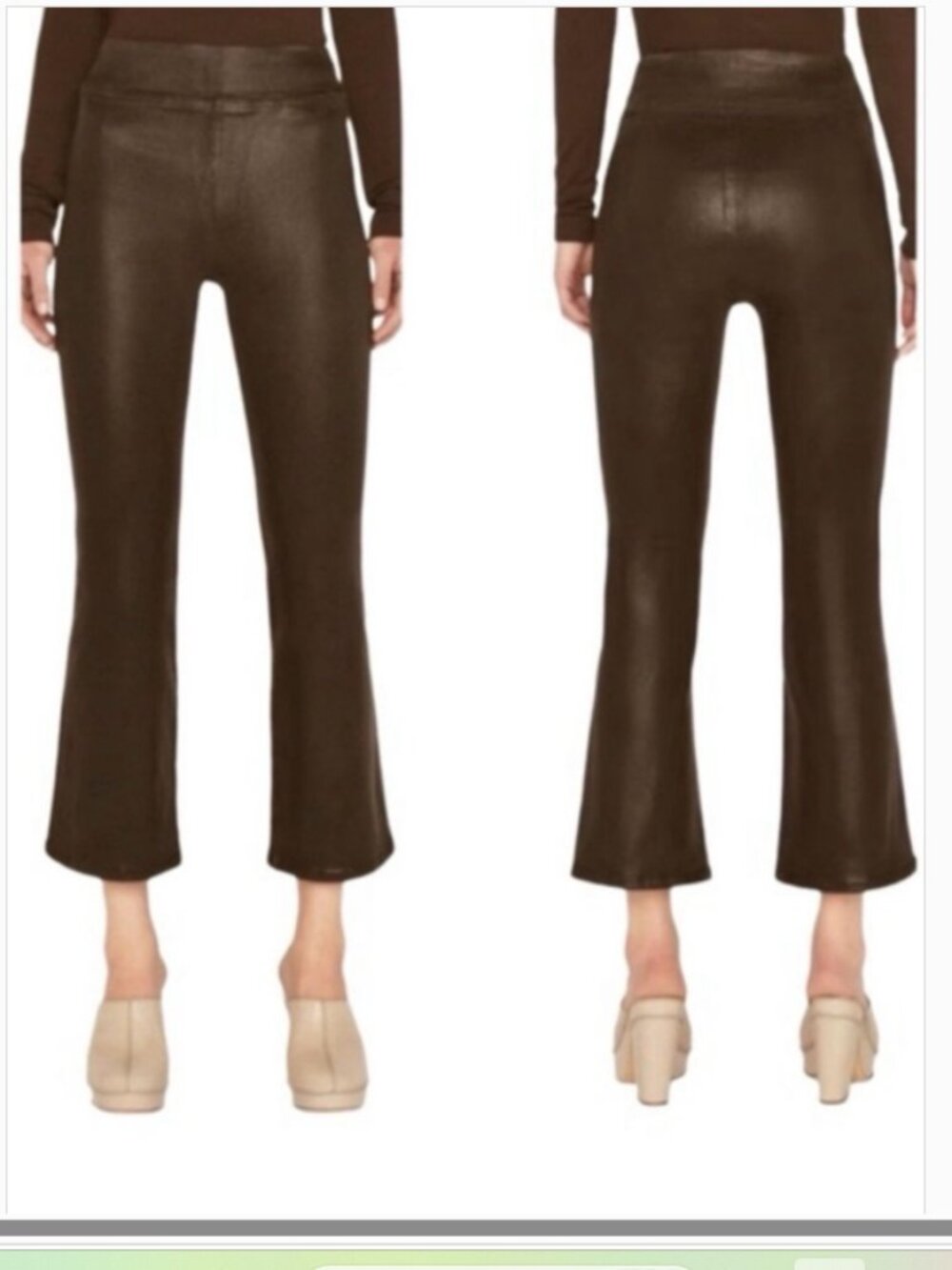 FRAME JetSet Crop High Rise Mini Boot Cut Jeans Size 1 Brown Coated Finish